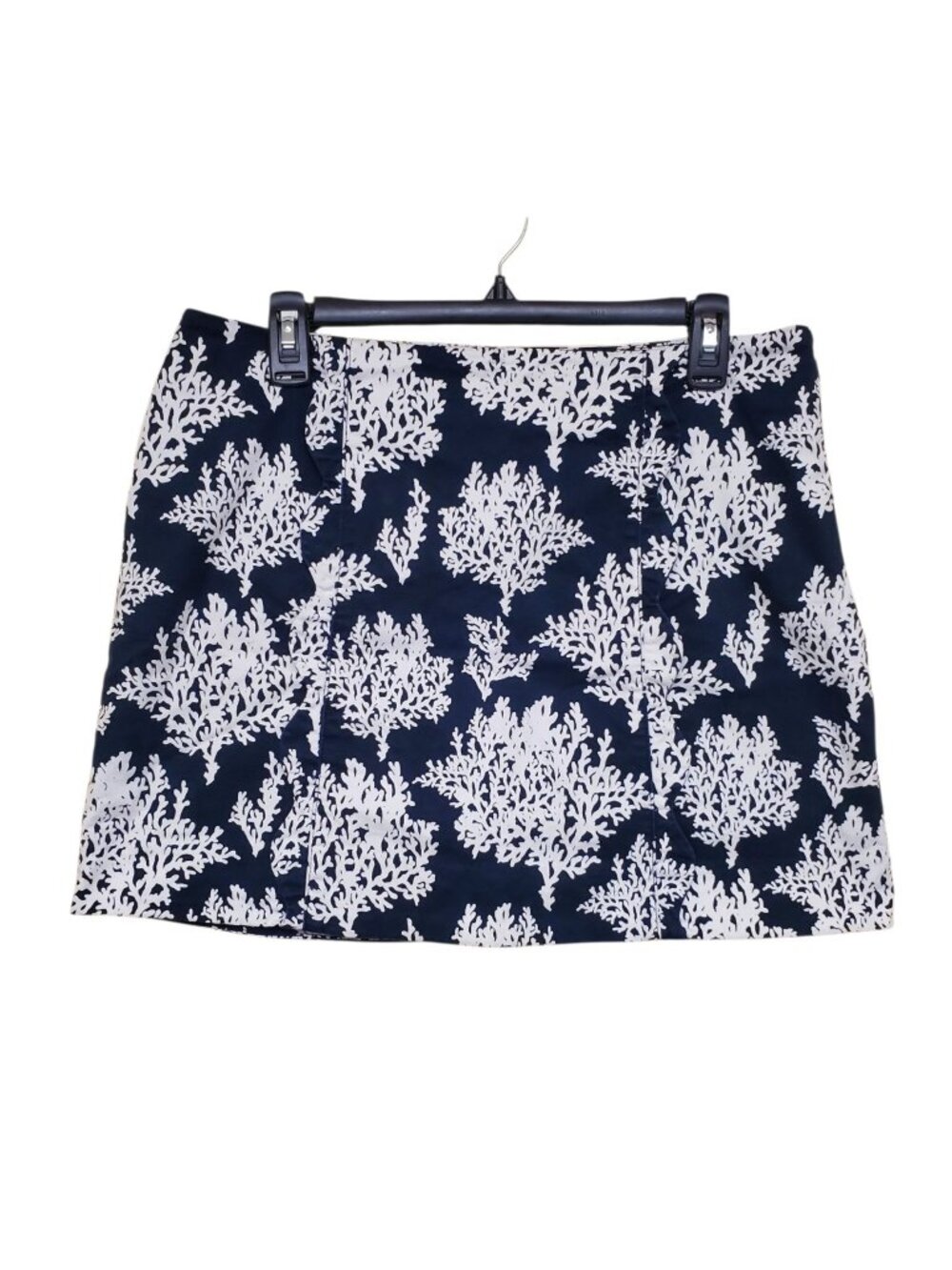 Crown & Ivy Womens Navy White Coral Print Scalloped Edge Above Knee Skort Size 8